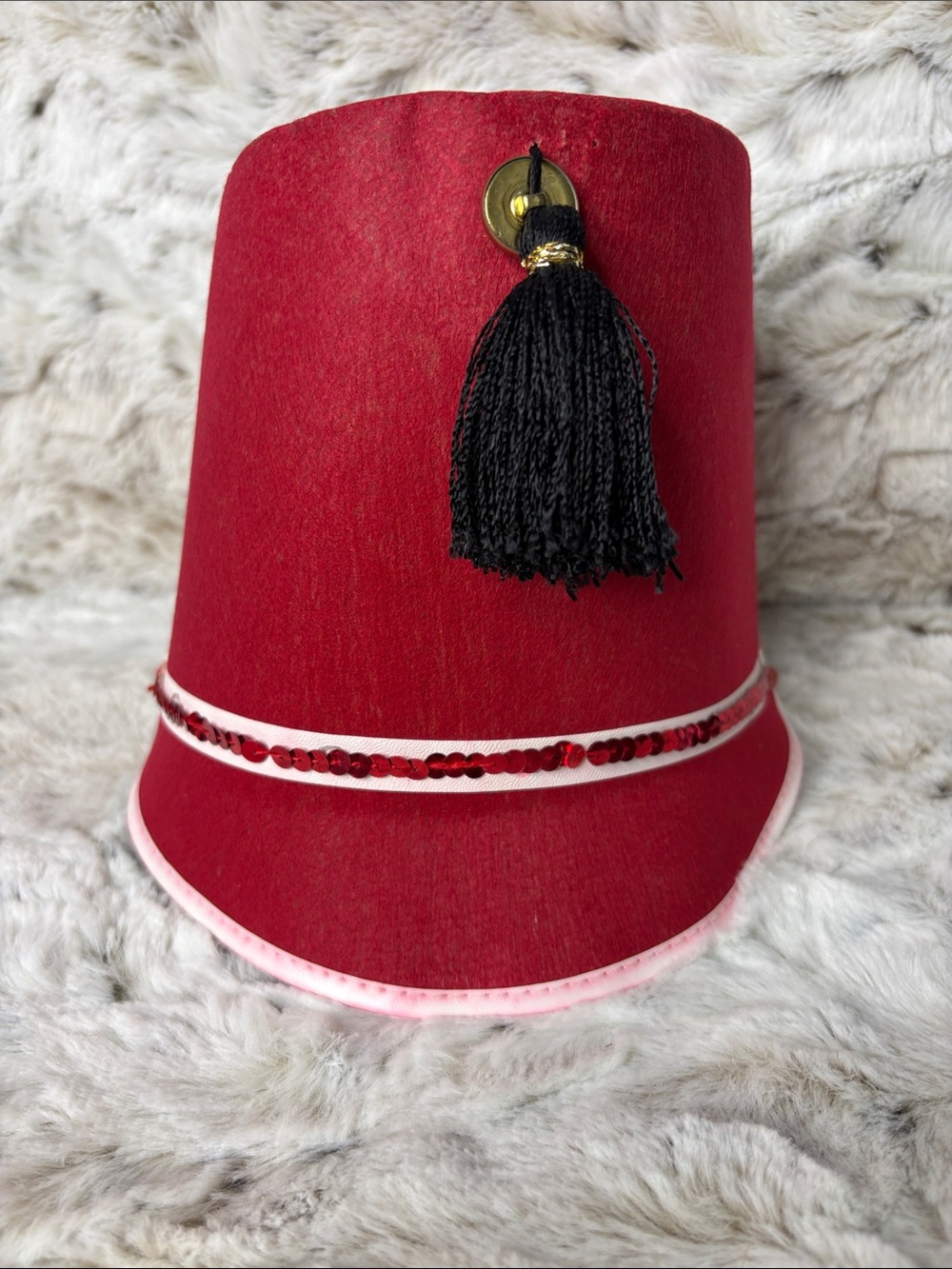 Red Tassel Embellished Child’s Felt Hat